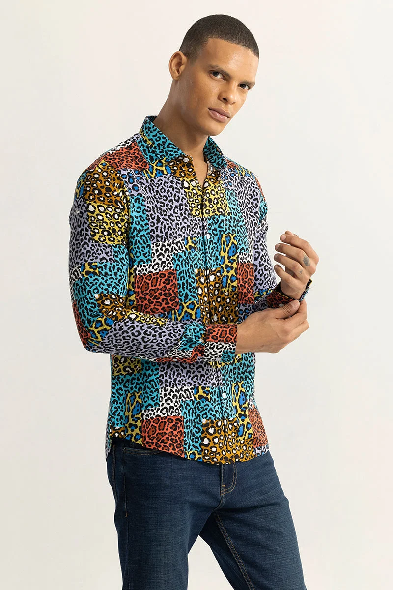 SNITCH Multicolour Animal Print Long Sleeve Slim Fit Streetwear Shirt