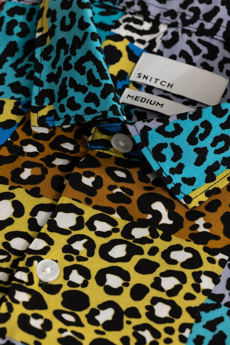 SNITCH Multicolour Animal Print Long Sleeve Slim Fit Streetwear Shirt