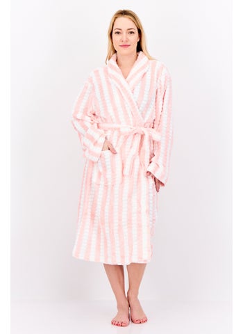 Women Stripped Belted Robes, Pink/White - pzsku/Z00D0C4857649F9501B8FZ/45/1747056782/b523e5c8-c4ad-4e67-8880-e8b850557c71