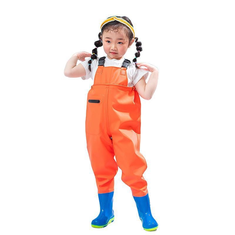 Children Play Water Conjoined Water Pants Kindergarten Waterproof Clothes Sea Children'S Rain Boots Men'S And Women'S Catch Fish Rain Pants - Image 4