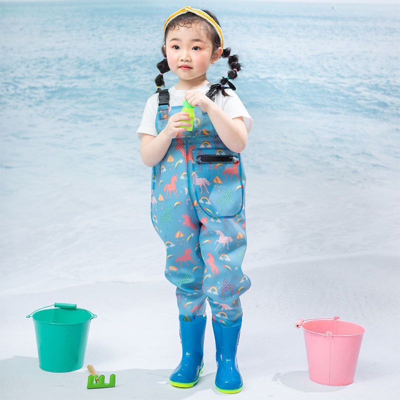 Children Play Water Conjoined Water Pants Kindergarten Waterproof Clothes Sea Children'S Rain Boots Men'S And Women'S Catch Fish Rain Pants - Image 1