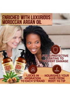 Pure Nature Lux Spa Argan Oil Shampoo and Conditioner Set - Sulfate Free Moroccan Care with Keratin - For Curly, Straight, Dry and Damaged Hair - Moisturizing, Hydrating, Anti Frizz Salon Technology  - Image 2