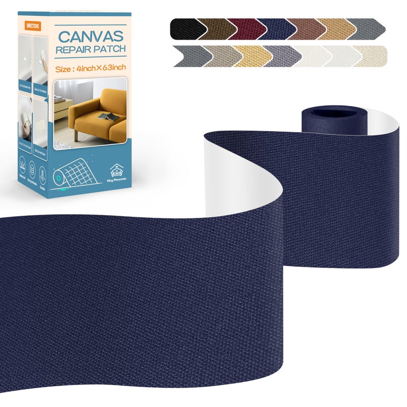 KING MOUNTAIN Canvas Repair TapeOutdoor Gear Patch 463 InchesWaterproofSelfAdhesive for Repairing Boat CoversSun ShadesSofasTentsLounge ChairsAwnings Dark Blue