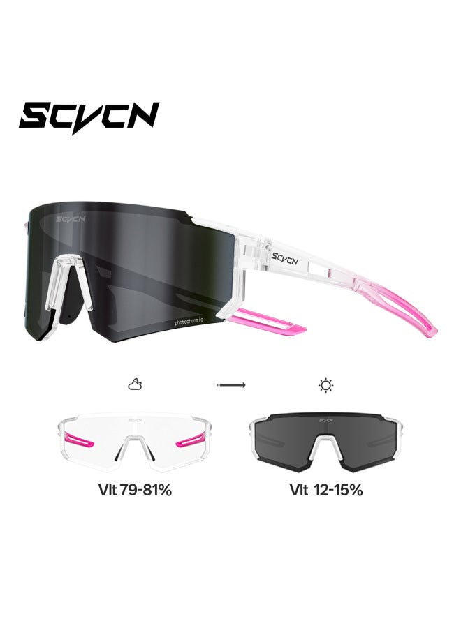 SCVCN نظارات دراجة هوائية متغيرة اللون نظارات جري احترافية للرجال والنساء للرياضة في الهواء الطلق للجبال مقاومة للريح نظارات واقية نظارات شمسية - Image 2