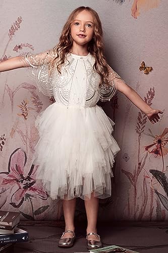 TUTULAND Princess Cape for Girls - Sparkle Sequin Beaded Shawls and Wraps for Dresses - Image 3