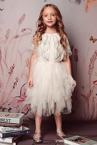 TUTULAND Princess Cape for Girls - Sparkle Sequin Beaded Shawls and Wraps for Dresses - Image 2
