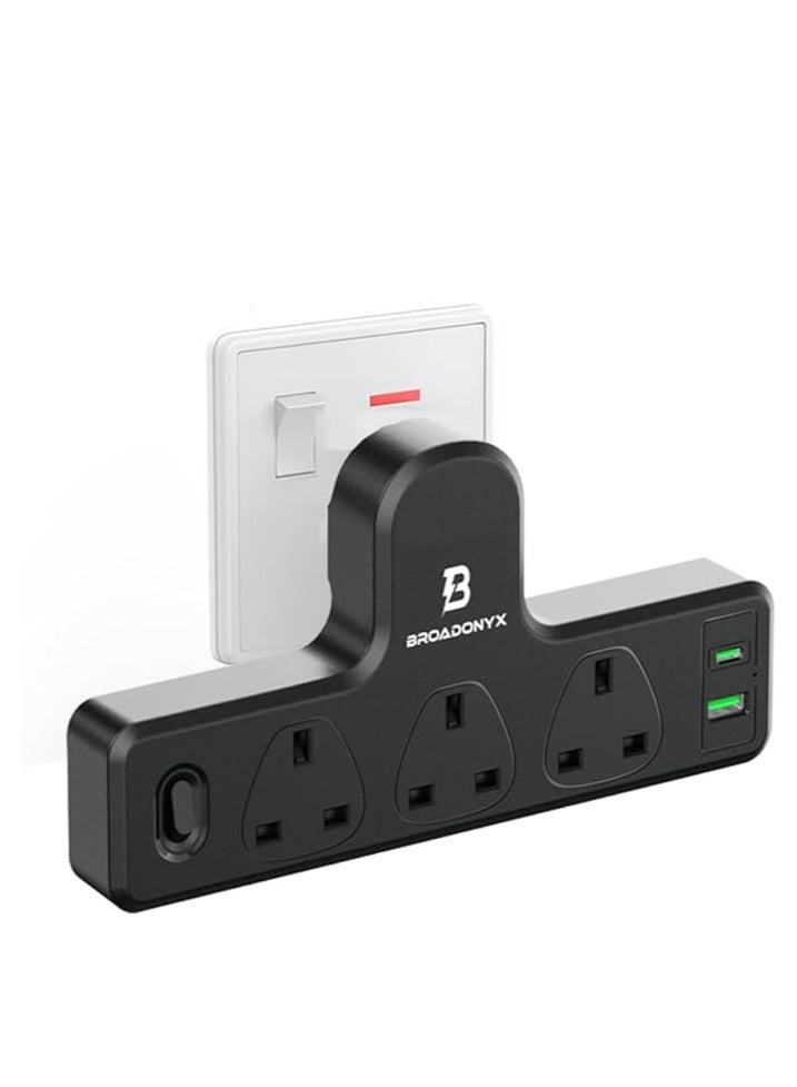 BROADONYX Extension Cord Power Strip with 3 AC Outlets 20W USB C Charger 1 USB A Port and UK Plug Multi Socket for Home Office Electronics - Image 1