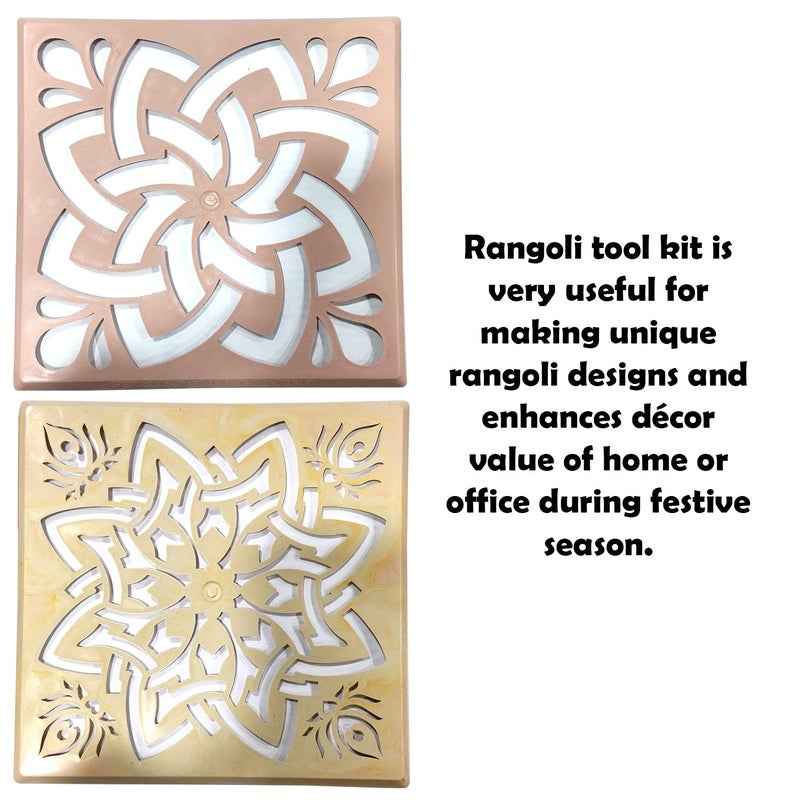 Party Propz Party Propz Rangoli Decoration Set 12pcs Rangoli Making Tools Kit Rangoli Stencils with Rangoli Powder Rangoli Outliner Filler Roller Diwali Decoration Items For Home Decor Navratri Decoration - Image 3