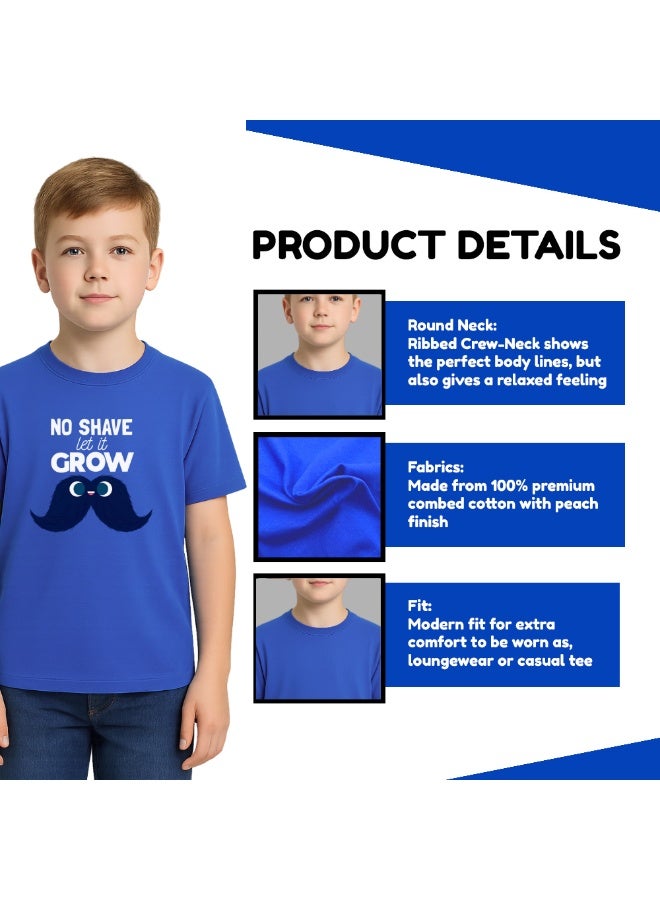 برينت شوب فور مي طقم موفمبر للأولاد - تيشيرت وقبعة وشريط للتوعية بحملة موفمبر - تيشيرت قطني بأكمام قصيرة ورقبة مستديرة - مثالي للمناسبات المدرسية - Image 3