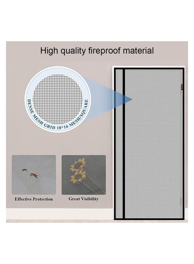 Y&D Magnetic Screen Door, Size 100cm x 210cm, Reversible Left Right Side Opening, Fireproof Material Not, Thicker Fiberglass Mesh, Pets Friendly Door for Living Room Bedroom Kitchen  - Image 4