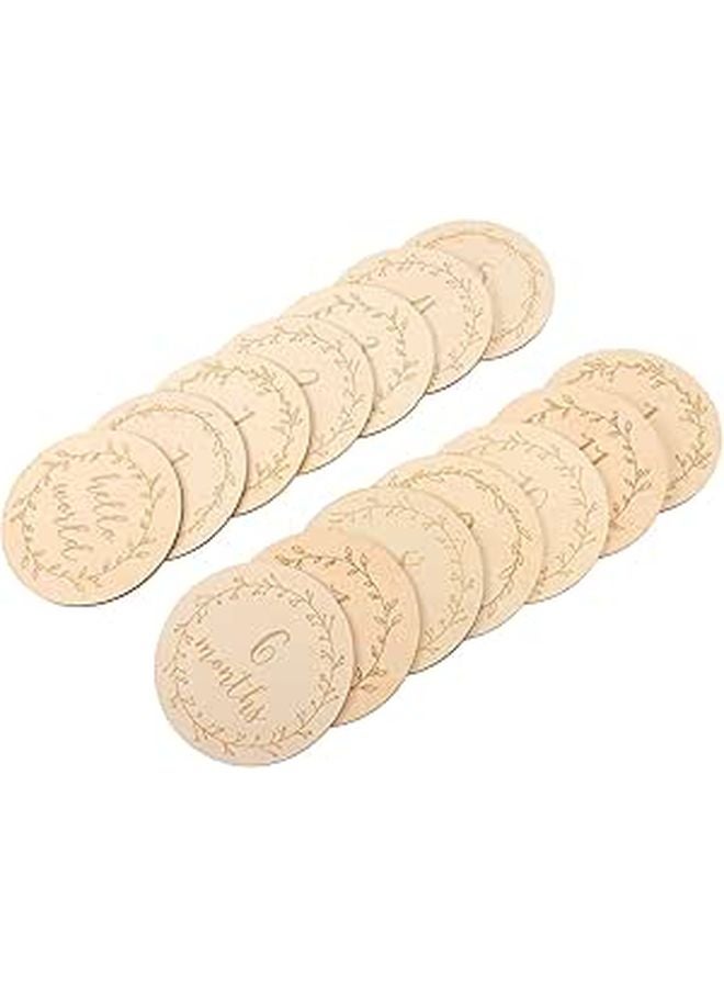 Wooden Milestone Cards For Newborn Photography Props 14 Pieces Set - Image 1