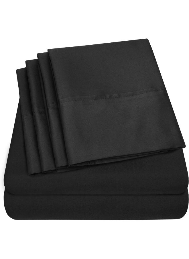 Sweet Home Collection Sweet Home Collection Queen s Black - 6 Piece 1500 Supreme Fine Brushed Microfiber Deep Pocket Queen Set Bedding - 2 Extra Pillow Cases, Great Value, Queen, Black  - Image 1