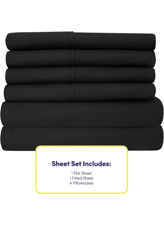 Sweet Home Collection Sweet Home Collection Queen s Black - 6 Piece 1500 Supreme Fine Brushed Microfiber Deep Pocket Queen Set Bedding - 2 Extra Pillow Cases, Great Value, Queen, Black  - Image 4