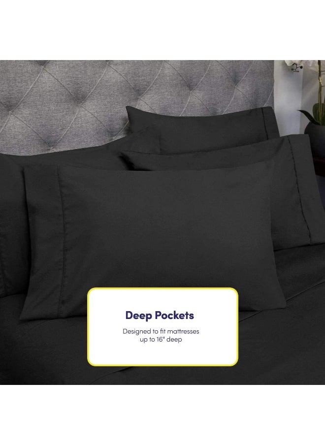 Sweet Home Collection Sweet Home Collection Queen s Black - 6 Piece 1500 Supreme Fine Brushed Microfiber Deep Pocket Queen Set Bedding - 2 Extra Pillow Cases, Great Value, Queen, Black  - Image 5
