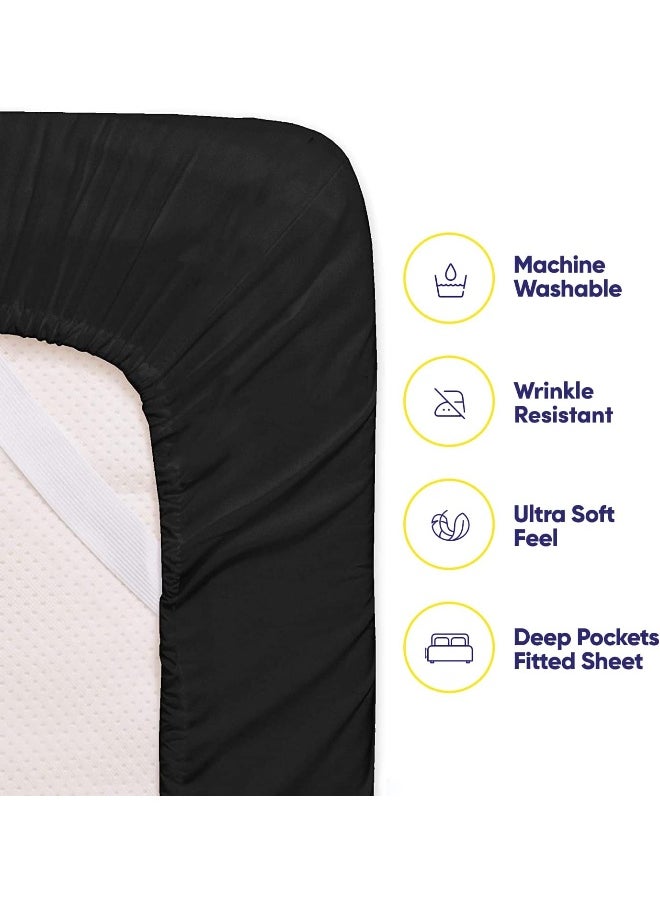 Sweet Home Collection Sweet Home Collection Queen s Black - 6 Piece 1500 Supreme Fine Brushed Microfiber Deep Pocket Queen Set Bedding - 2 Extra Pillow Cases, Great Value, Queen, Black  - Image 3