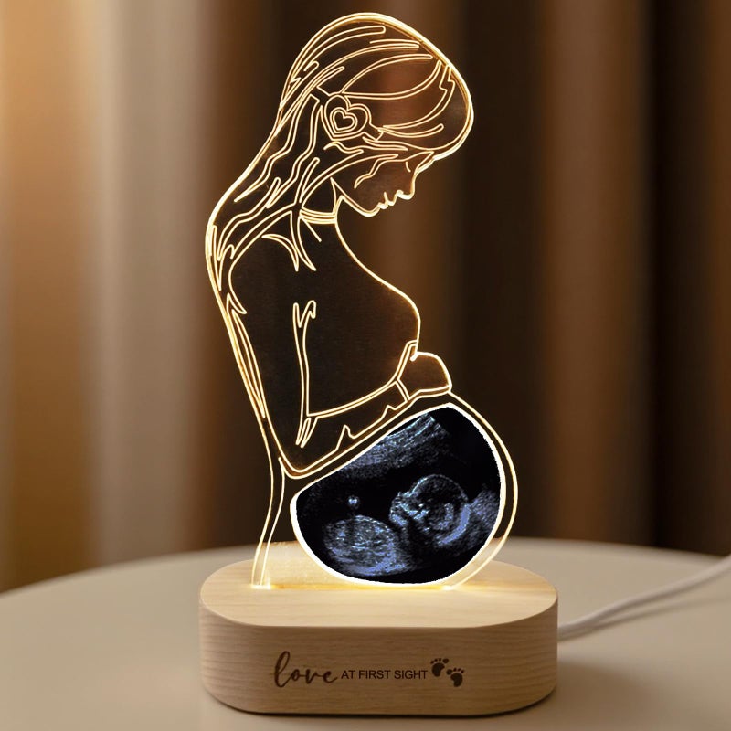 Frddiud Personalized Baby Ultrasound Photo Frame, Customized Acrylic Ultrasound Lamp, LED Night Light for New Mom, Pregnant Wife Gifts from Husband, Baby's First Keepsake - Image 1