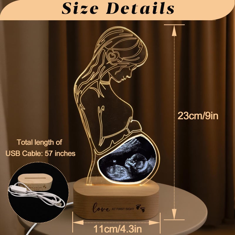 Frddiud Personalized Baby Ultrasound Photo Frame, Customized Acrylic Ultrasound Lamp, LED Night Light for New Mom, Pregnant Wife Gifts from Husband, Baby's First Keepsake - Image 2