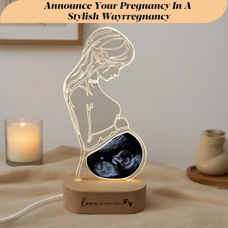 Frddiud Personalized Baby Ultrasound Photo Frame, Customized Acrylic Ultrasound Lamp, LED Night Light for New Mom, Pregnant Wife Gifts from Husband, Baby's First Keepsake - Image 4