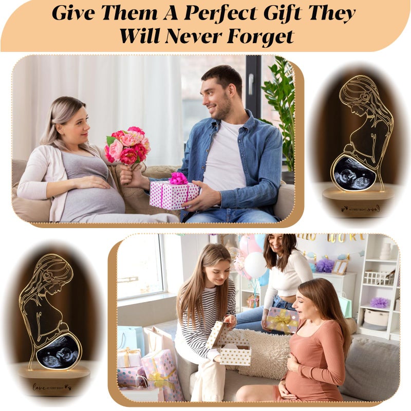 Frddiud Personalized Baby Ultrasound Photo Frame, Customized Acrylic Ultrasound Lamp, LED Night Light for New Mom, Pregnant Wife Gifts from Husband, Baby's First Keepsake - Image 5