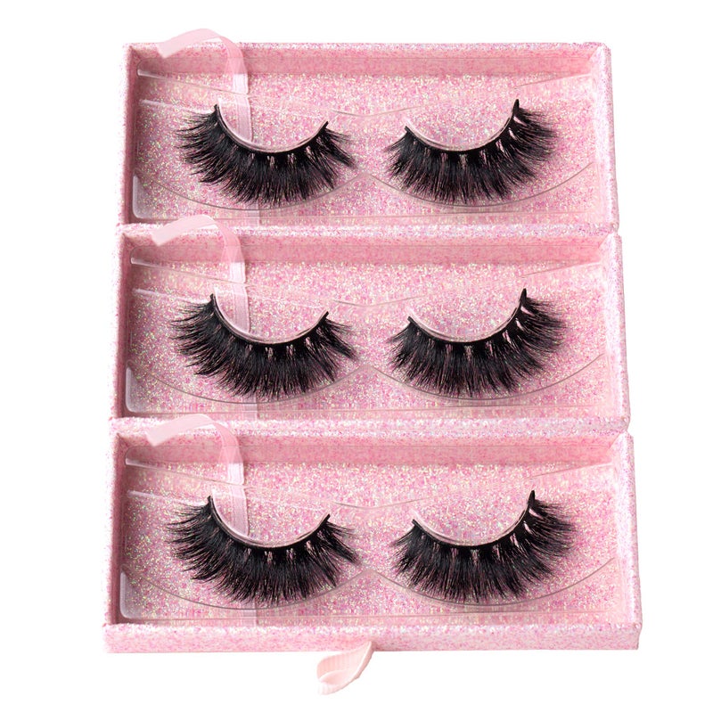 Arimika 3 Packs Fluffy Long Thick Dramatic Look Handmade Reusable 3D Mink False Eyelashes D008 - Image 1