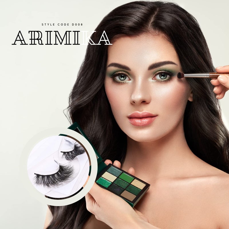Arimika 3 Packs Fluffy Long Thick Dramatic Look Handmade Reusable 3D Mink False Eyelashes D008 - Image 2
