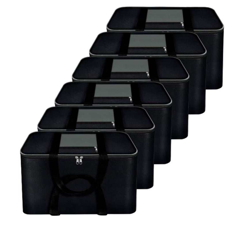 TEKCOOL Nylon 6 Pack Big Underbed Storage Bag Moisture Proof Cloth Organizer with Zippered Closure and Handle Red Black 54x46x28cm RectangularBlack - Image 1