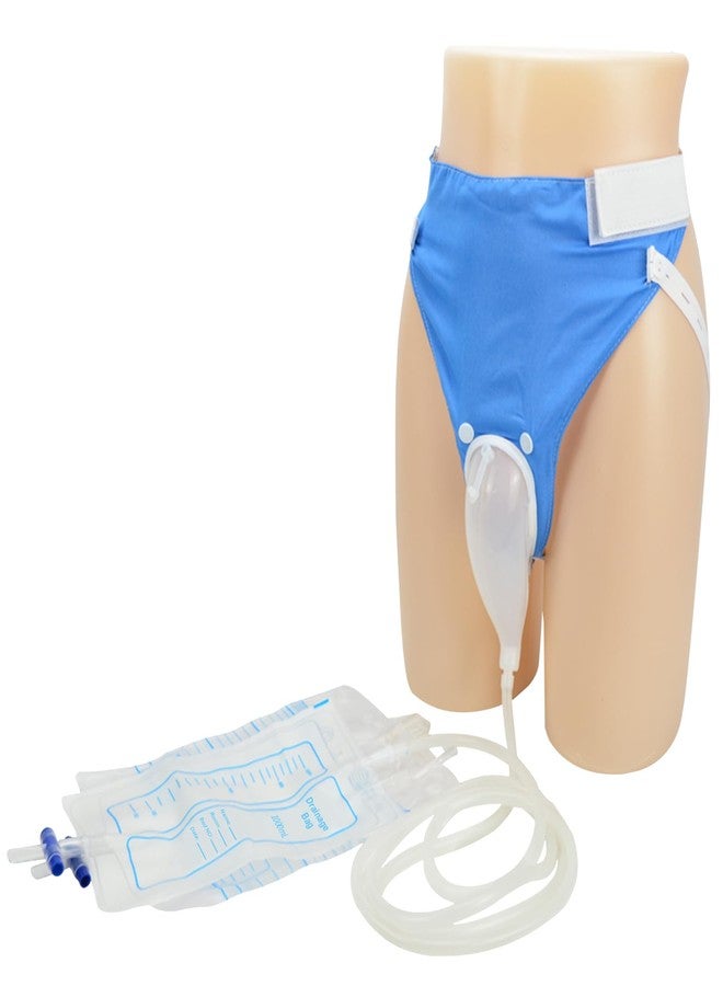 Col-Pary Urine Collection Bag Condom Catheters for Men Reusable Portable Wearable Urinary Drainage with 2 Urine Catheter Bag System (Blue-Elderly Men) - Image 1