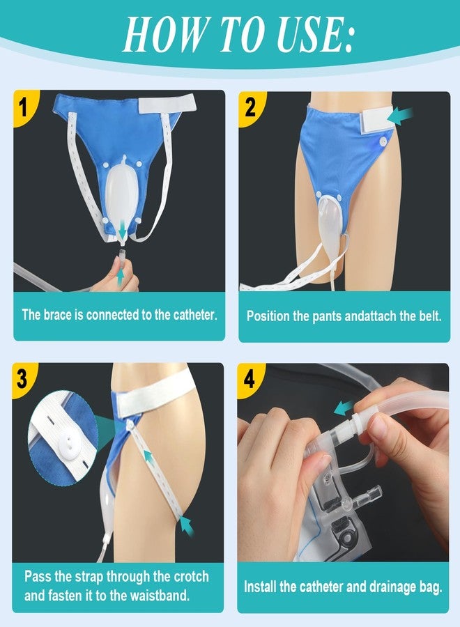 Col-Pary Urine Collection Bag Condom Catheters for Men Reusable Portable Wearable Urinary Drainage with 2 Urine Catheter Bag System (Blue-Elderly Men) - Image 5