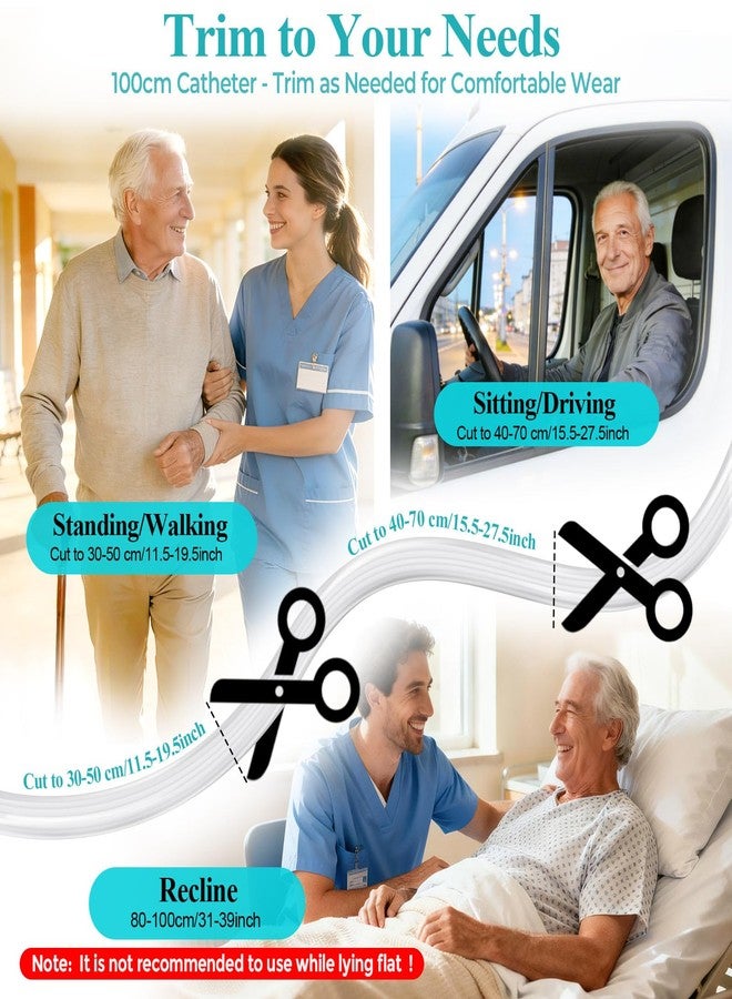 Col-Pary Urine Collection Bag Condom Catheters for Men Reusable Portable Wearable Urinary Drainage with 2 Urine Catheter Bag System (Blue-Elderly Men) - Image 4