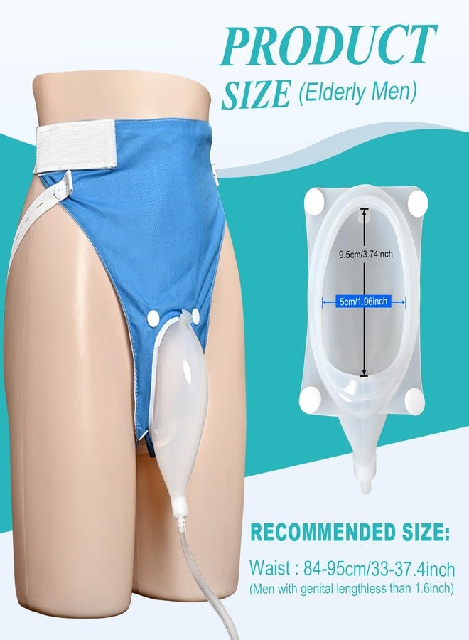 Col-Pary Urine Collection Bag Condom Catheters for Men Reusable Portable Wearable Urinary Drainage with 2 Urine Catheter Bag System (Blue-Elderly Men) - Image 2