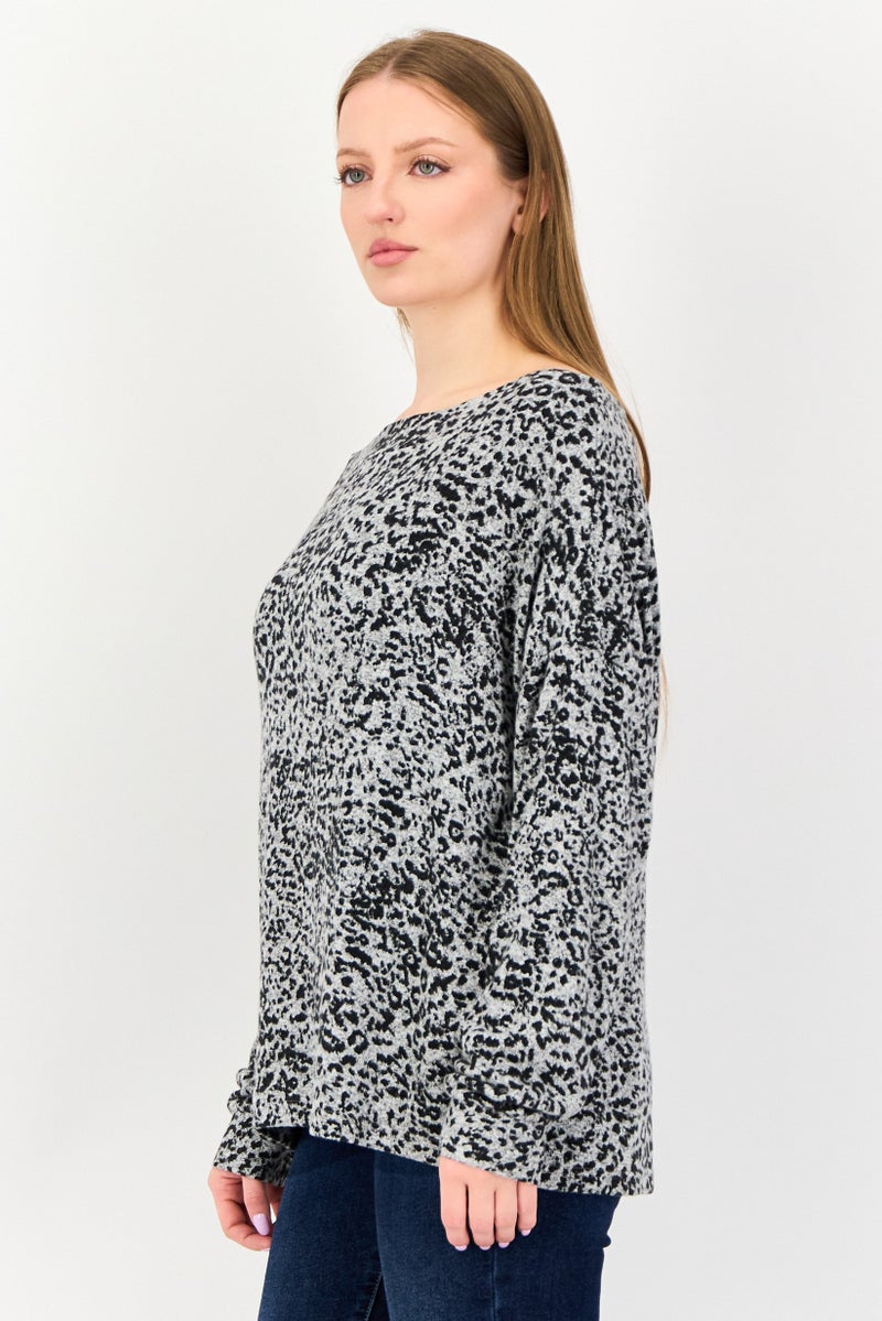 DOROTHY PERKINS Women Crew Neck Long Sleeve Animal Print Top, Multicolor - Image 2