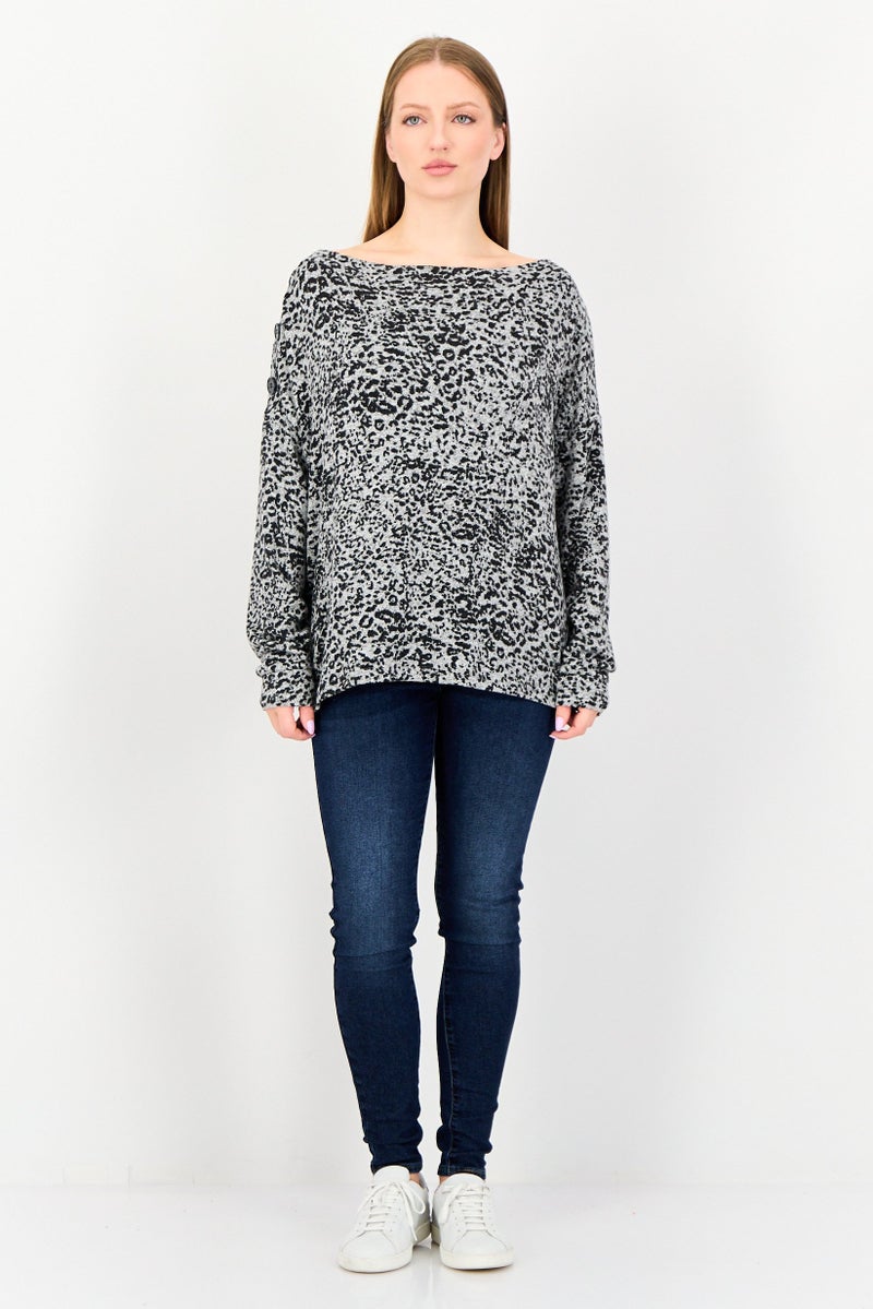 DOROTHY PERKINS Women Crew Neck Long Sleeve Animal Print Top, Multicolor - Image 4