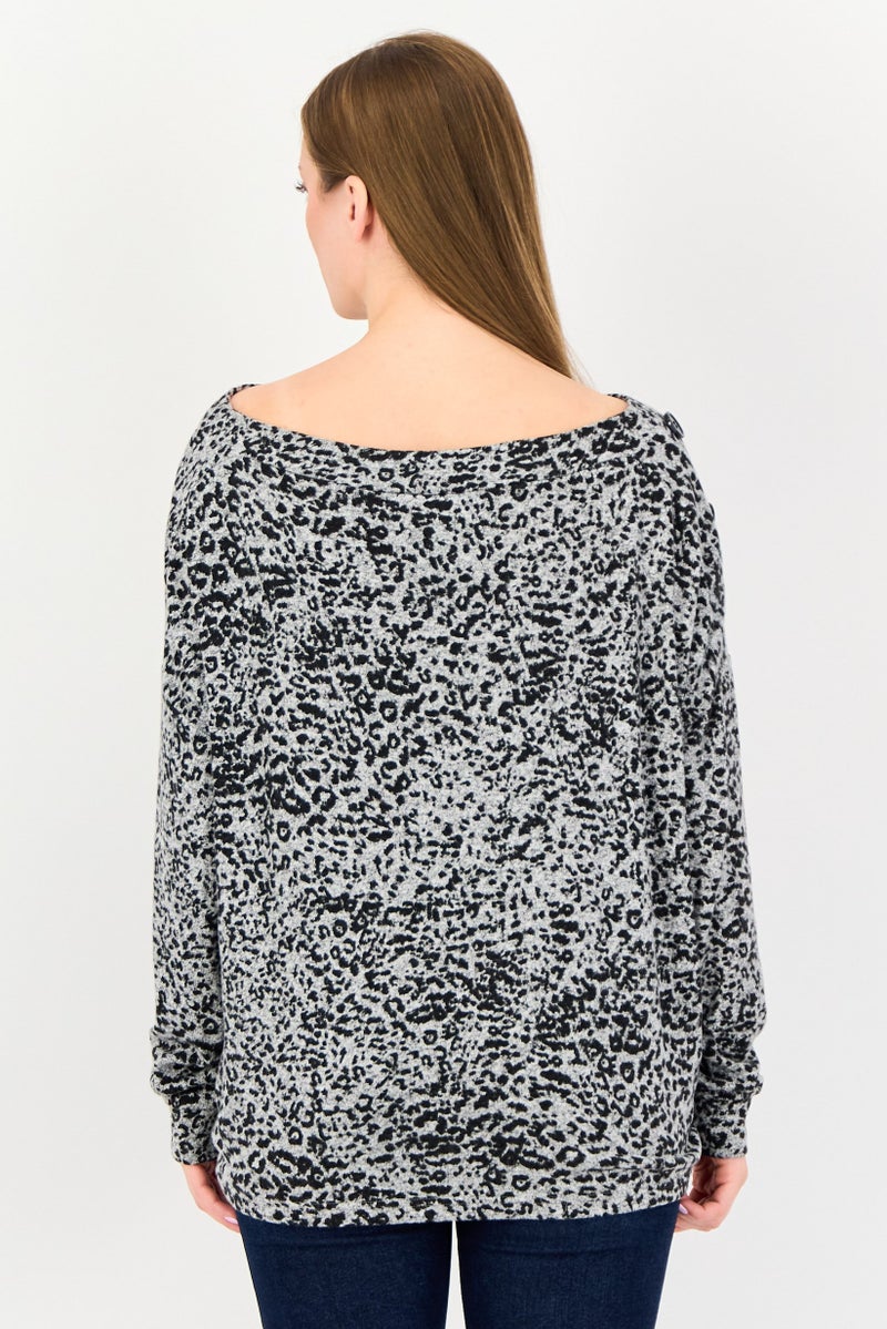 DOROTHY PERKINS Women Crew Neck Long Sleeve Animal Print Top, Multicolor - Image 3