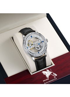 Generic Automatic Mens Mechanical Watch with Rainbow DiamondsSilver Shell Silver Diamond Silver Shell Silver Diamond 