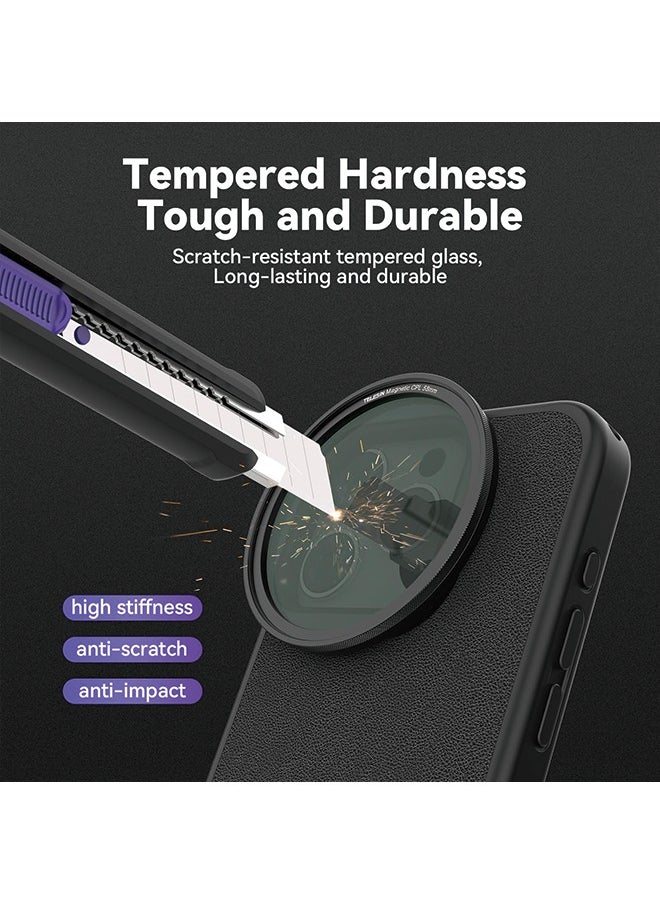 Magnetic Circular Polarizers Filter, 58 MM Phone CPL Filter + Magnetic Phone Case for iPhone 15 Pro Max, Mutil Resistant Coated Super Slim CPL Lens Filtter with HD Optical Glass