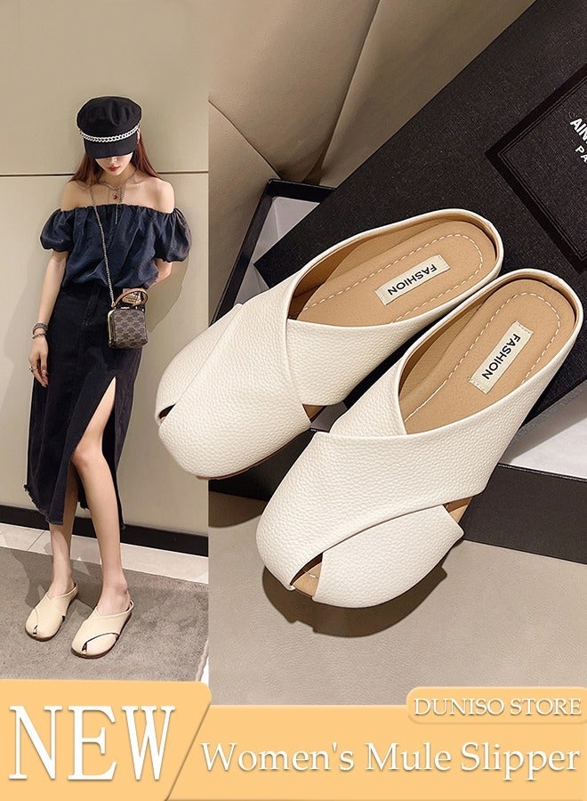 DUNISO Mule Slippers for Women Slingback Flat Pointed Mules Closed Toe Sandals Comfortable Women Slippers Backless Slip On Loafer Shoes - Image 1