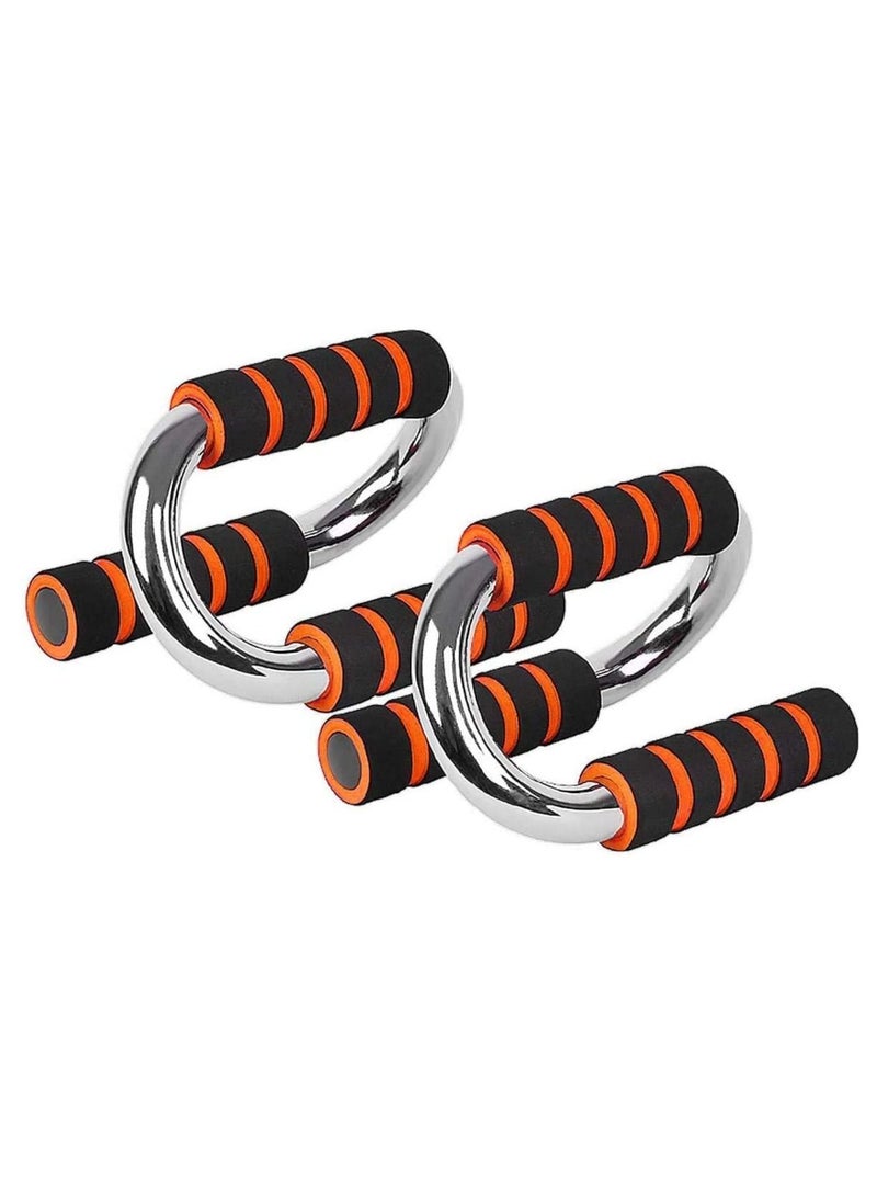 Rubik - Push Up Bars Stands with Foam Padded Grips, S-shape Handles Muscle Builder Exercise Equipment Silver/Orange - Image 1