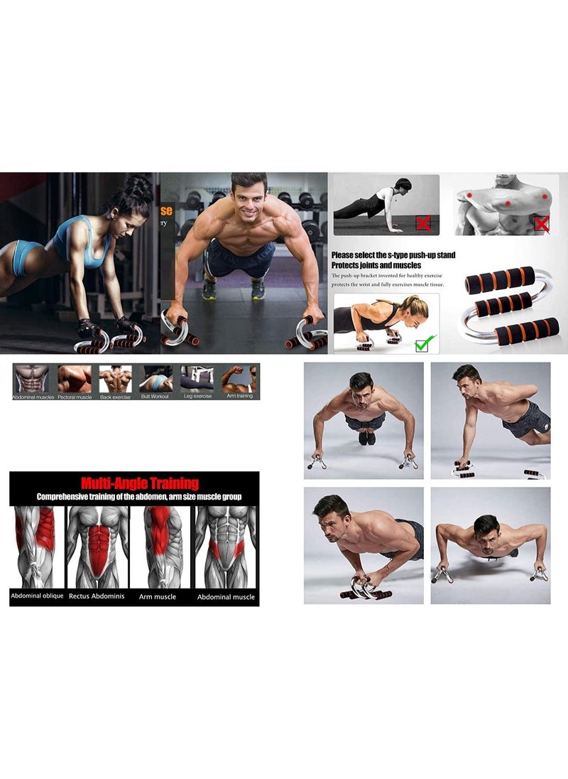 Rubik - Push Up Bars Stands with Foam Padded Grips, S-shape Handles Muscle Builder Exercise Equipment Silver/Orange - Image 1