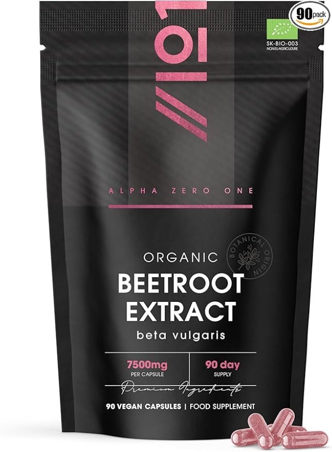 ALPHA01 Organic Beet Root 7500 mg – Supports Blood Flow, Heart Health & Energy, Made in UK, 90 Capsules - Image 1