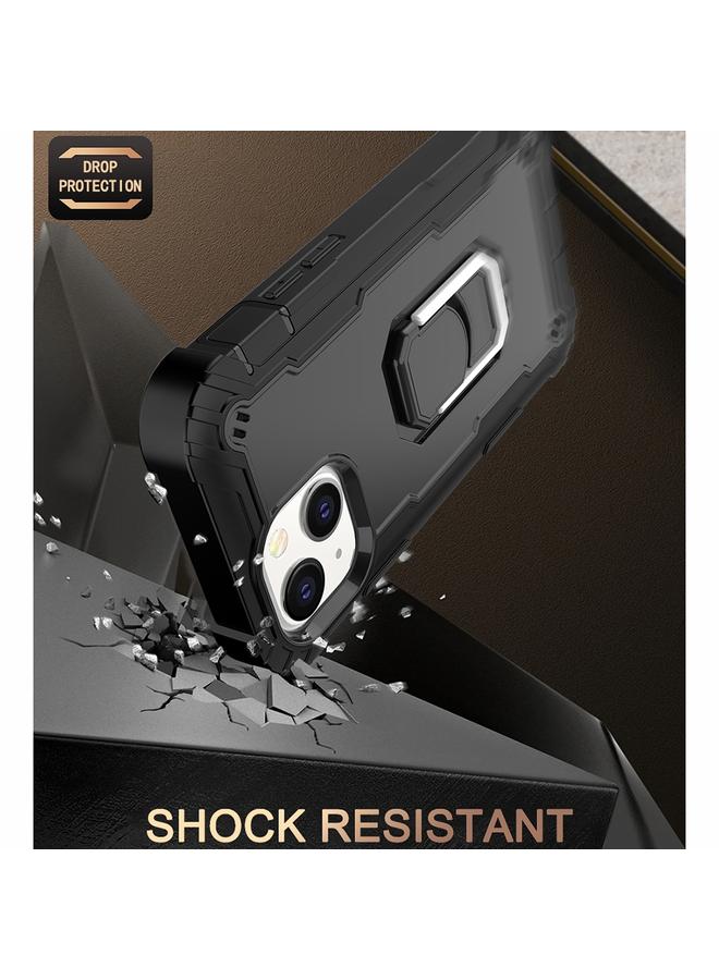 S-TOP Case For iPhone 13 PC + Rubber 3-layers Shockproof Protective Case with Rotating Holder - Image 5