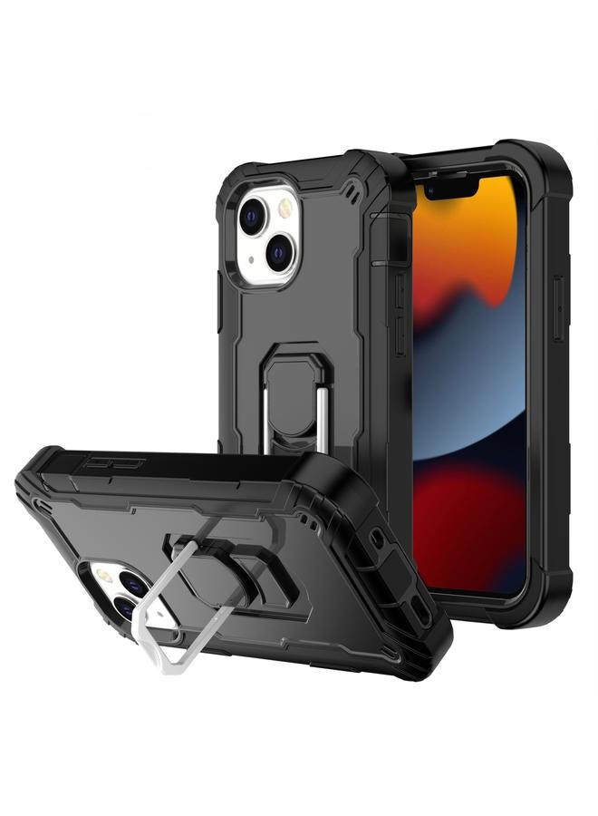 S-TOP Case For iPhone 13 PC + Rubber 3-layers Shockproof Protective Case with Rotating Holder - Image 1