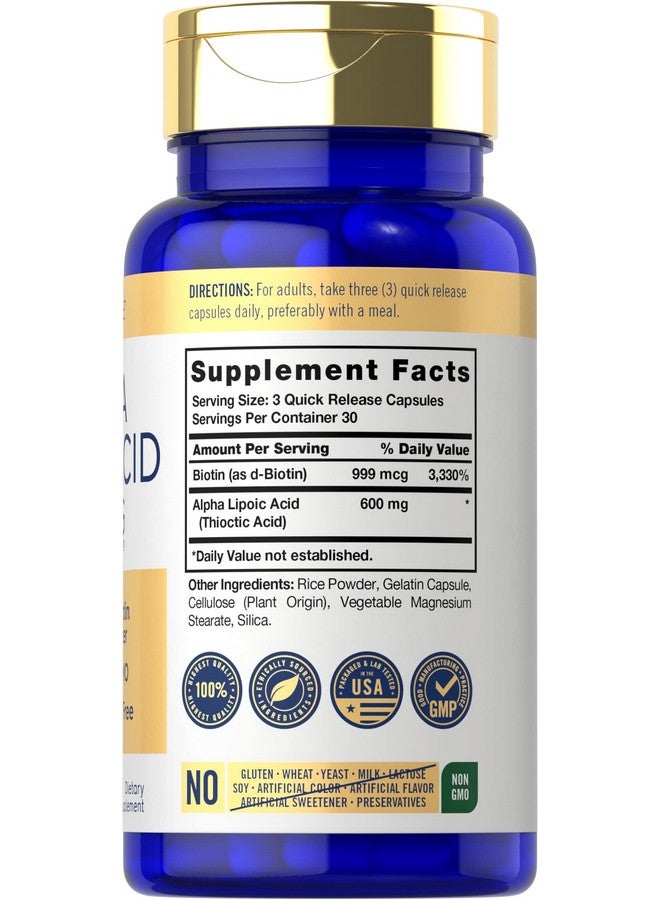 Carlyle حمض ألفا ليبويك من كارلايل 600 ملغ | معزز البيوتين | 90 كبسولة | مكمل غير معدل وراثيًا وخالي من الغلوتين - Image 2