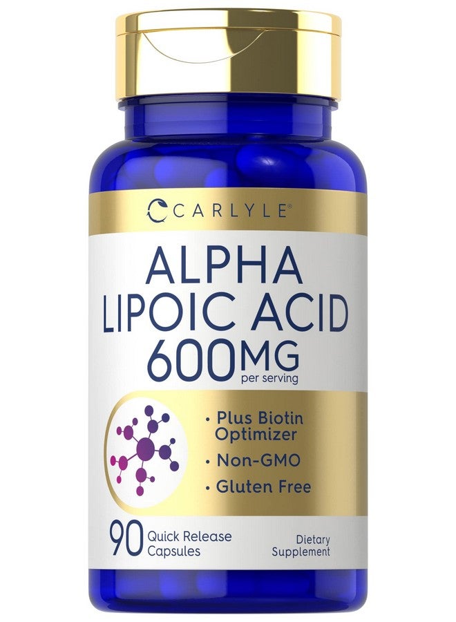 Carlyle حمض ألفا ليبويك من كارلايل 600 ملغ | معزز البيوتين | 90 كبسولة | مكمل غير معدل وراثيًا وخالي من الغلوتين - Image 1