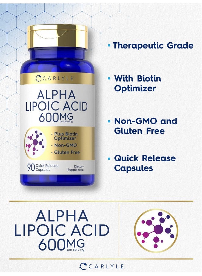 Carlyle حمض ألفا ليبويك من كارلايل 600 ملغ | معزز البيوتين | 90 كبسولة | مكمل غير معدل وراثيًا وخالي من الغلوتين - Image 3