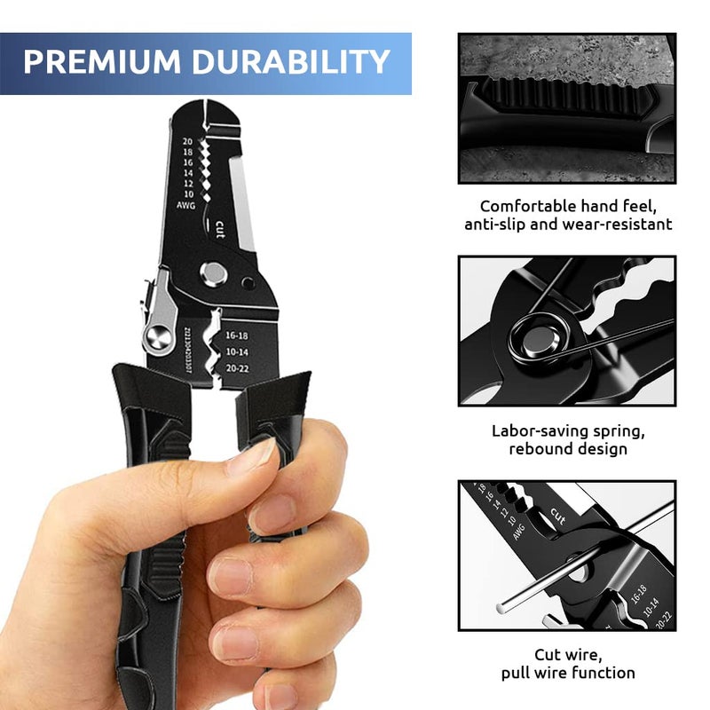 Serplex 9in1 Multipurpose Wire Cutter Stripper and Crimping Tool 2010 AWG Carbon Steel AntiSlip Handle Safety Lock for Aluminum and Sheathed Core Wires Industrial and Household Use - Image 3