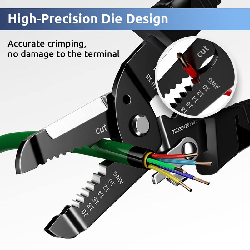 Serplex 9in1 Multipurpose Wire Cutter Stripper and Crimping Tool 2010 AWG Carbon Steel AntiSlip Handle Safety Lock for Aluminum and Sheathed Core Wires Industrial and Household Use - Image 5