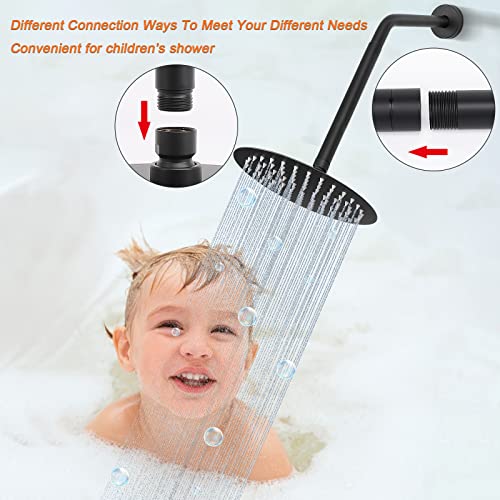 HarJue Shower Head Extension Arm, Shower Extender Water Outlet- Lowers Existing, Shower Pipe Extension for Bathroom, Made of Solid Metal Stainless Steel(10 Inch, Matte Black) - Image 5