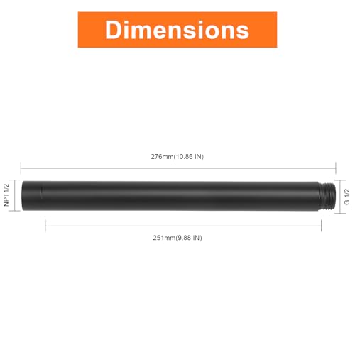 HarJue Shower Head Extension Arm, Shower Extender Water Outlet- Lowers Existing, Shower Pipe Extension for Bathroom, Made of Solid Metal Stainless Steel(10 Inch, Matte Black) - Image 2
