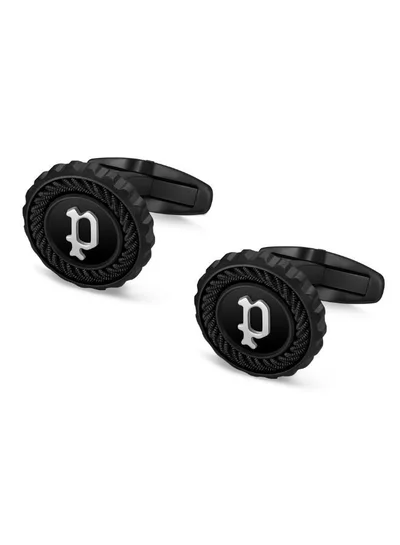 POLICE Cable Cufflinks For Men Black Plated and Silver