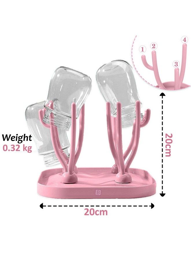 BEMBIKA Baby Drying Rack Baby Drying Rack For Bottles Baby Drying Stand For Babies Baby Bottle Drying Rack Storage (Pink Color) - Image 4